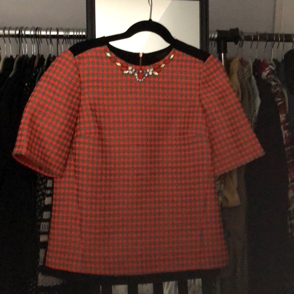 Ted Baker embellished collar top sz 3 (8-10)